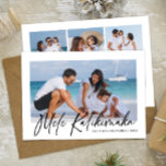 Cartão De Festividades Mele Kalikimaka Modern Photo Collage Havaiano<br><div class="desc">O moderno cartão de tipografia fotográfico colage apresenta 4 fotos, o roteiro de tipografia Mele Kalikimaka em letra manuscrita, nome da família e um ano na frente. Personalize ainda mais com 3 fotos e texto no verso. Um cartão perfeito, elegante e simples para desejar feriados felizes à sua família e...</div>
