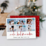Cartão De Festividades Mele Kalikimaka Modern Photo Collage Havaiano<br><div class="desc">O moderno cartão de tipografia fotográfico colage apresenta 5 fotos da família,  o roteiro de tipografia Mele Kalikimaka em letra manuscrita,  nome da família e um ano na frente. Um cartão perfeito,  elegante e simples para desejar feriados felizes à sua família e amigos.</div>