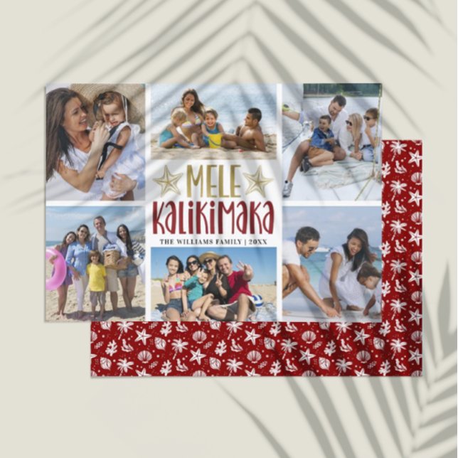 Cartão De Festividades Mele Kalikimaka Modern Photo Collage Havaiano (Criador carregado)