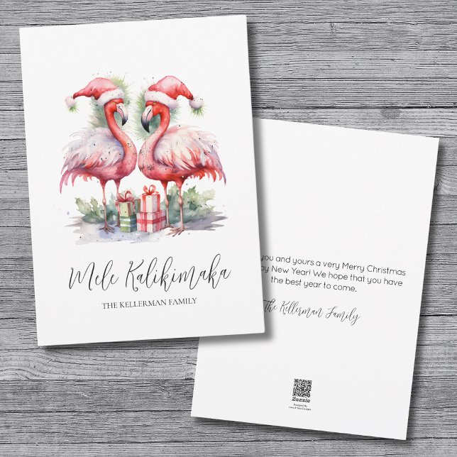 Cartão De Festividades Mele Kalikimaka Natal (Watercolor Tropical Mele Kalikimaka Christmas Holiday Card)