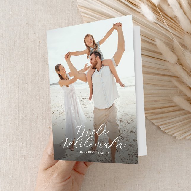 Cartão De Festividades Mele Kalikimaka Tropical 2 Foto Natal (Criador carregado)
