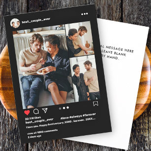 Cartão De Festividades Melhor Casal Moderno do Instagram de Fotos em Cola