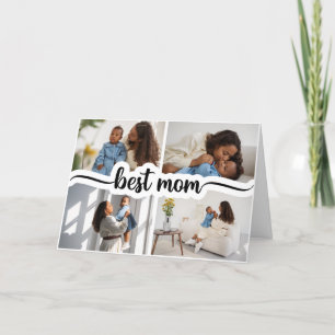 Cartão De Festividades Melhor Mãe Colagem Personalizada de 4 Fotos