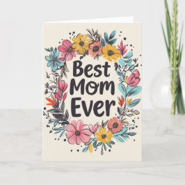 Cartão De Festividades Melhor Mãe de sempre e Flores Folheadas