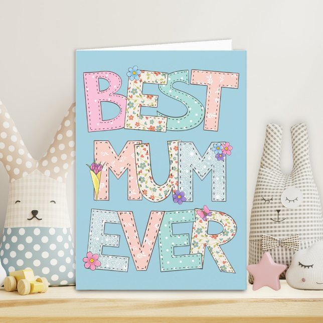 Cartão De Festividades Melhor Mãe do Dia de as mães Azul (Criador carregado)