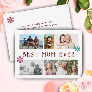 Cartão De Festividades Melhor Mãe do Mundo Flor 6 Colagem de Fotos Dia da