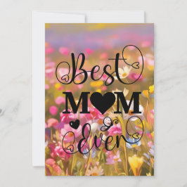 Cartão De Festividades Melhor Mãe do Mundo Flores Silvestres Cor-de-Rosa 