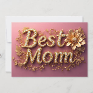 Cartão De Festividades Melhor Mãe Letra Dourada