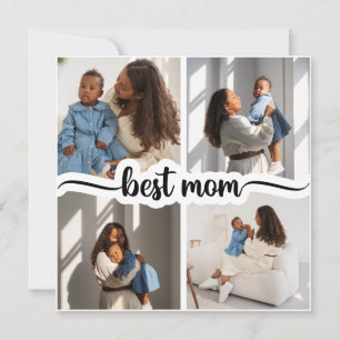 Cartão De Festividades Melhor Mãe Personalizado 4 Colagem de Fotos