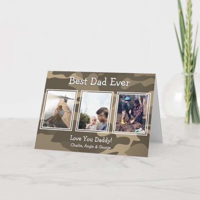 Cartão De Festividades Melhor Pai de Foto para Camouflage 3 (Frente)