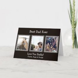 Cartão De Festividades Melhor Pai de Fotografia 3 Preto Moderno Nunca