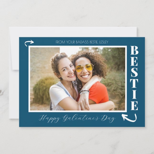 Cartão De Festividades Melhores Amigas Modernas Dia das Galentinas Foto d (Frente)