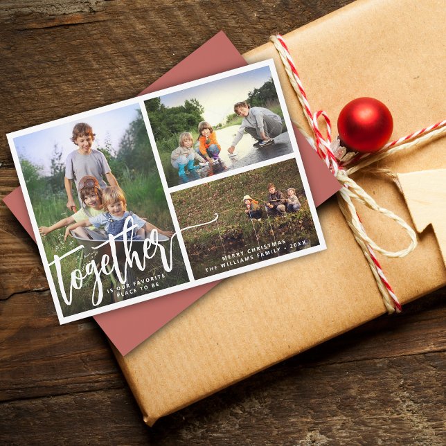 Cartão De Festividades Melhores Juntos Três Fotos (Better Together Three Photos Holiday Card)