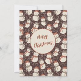 Cartão De Festividades Mellow Snowmen - Feliz Natal v1 vermelho editável.