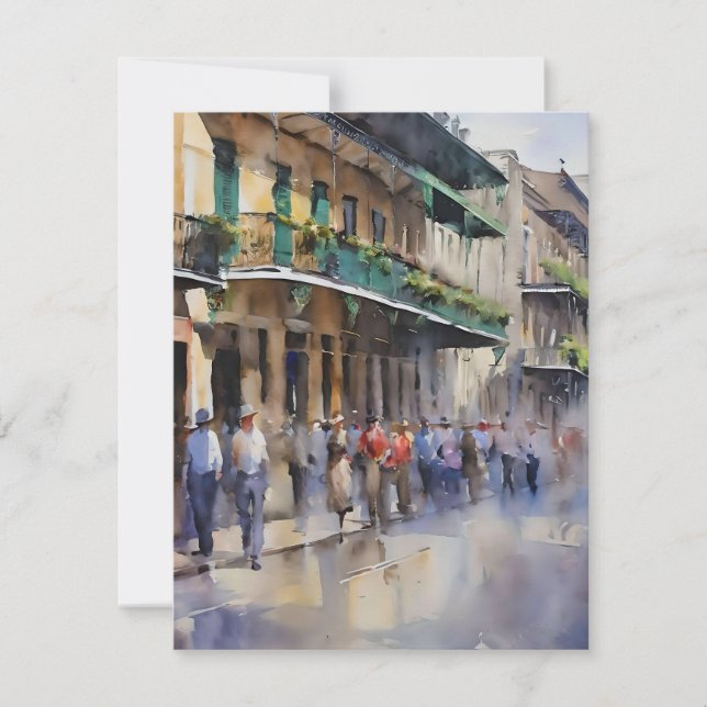 Cartão De Festividades Memórias de Nova Orleans - Rua Bourbon C (Frente)