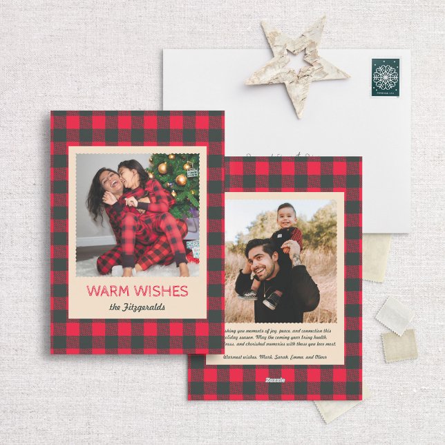 Cartão De Festividades Memórias de Xadrez Cozy Buffalo Foto (Criador carregado)