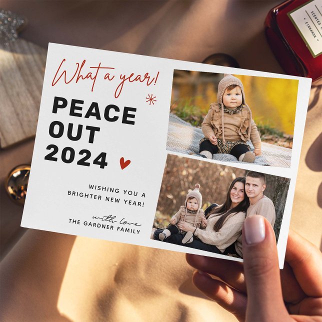 Cartão De Festividades Memórias e Novos Começos: 2 Photo Peace Out 2024 (Criador carregado)