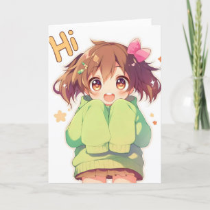 Cartão De Festividades Menina de animação de chibi bonita