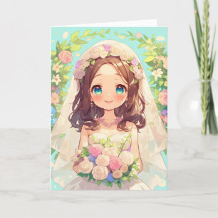 Cartão De Festividades Menina de Animação de Noiva de Casamento