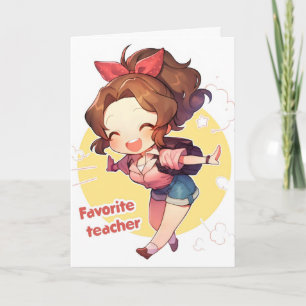 Cartão De Festividades Menina de Anime Professora Favorita