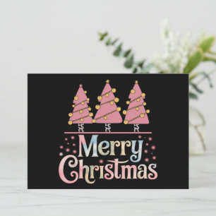Cartão De Festividades Menina de Natal de Férias de Inverno da Árvore Ros