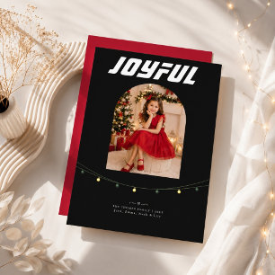 Cartão De Festividades Menina de vestido vermelho alegre foto de Natal