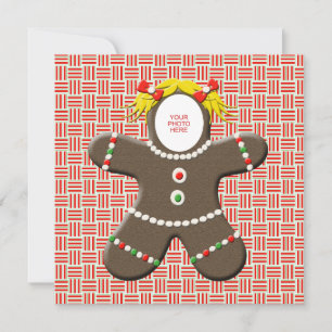 Cartão De Festividades Menina do biscoito do pão-de-espécie boas festas