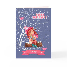 Menina e Gatinho | Nome personalizado Natal