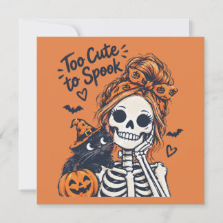 Cartão De Festividades Menina Esqueleto de Halloween Muito Fofa Para Assu