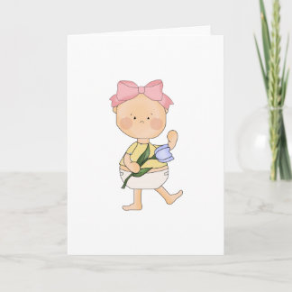 Cartão De Festividades Menina páscoa com tulipa primavera