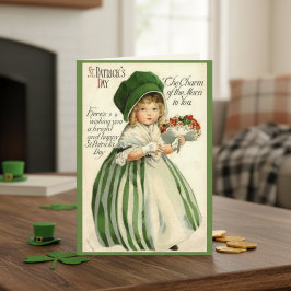 Cartão De Festividades Menina Vitoriana Vintage Dia de São Patrício Perso