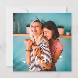 Cartão De Festividades Meninas Amor Branco Script Com Coração do Dia dos 