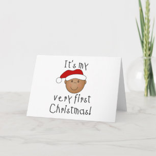 Cartão De Festividades Menino Afro-Americano 1º Natal