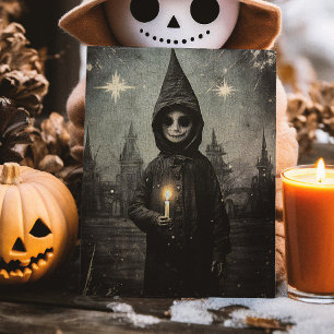 Cartão De Festividades Menino Gótico Vintage Assustador do Creepmas