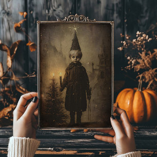 Cartão De Festividades Menino Gótico Vintage Assustador do Creepmas