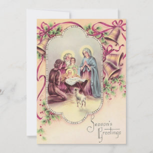 Cartão De Festividades Menino Jesus de Natal Antigo