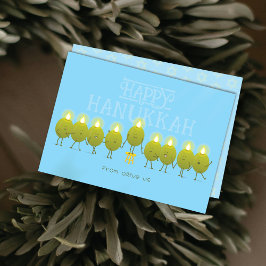 Cartão De Festividades Menorá de Hanukkah Azeitonas | Grupo Azul Bebê