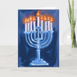 Cartão De Festividades Menorah Azul Hanukkah