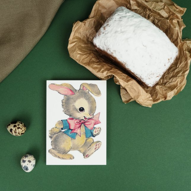 Cartão De Festividades Mensagem de adição de coelho de Páscoa com retrato (Criador carregado)