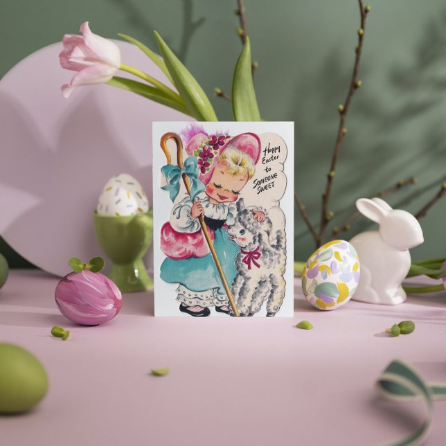 Cartão De Festividades Mensagem de adição de Páscoa de retrato bonito (Criador carregado)