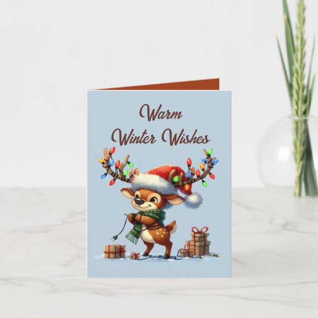 Cartão De Festividades Mensagem de adição de renas de tricô festivo de Na (Frente)