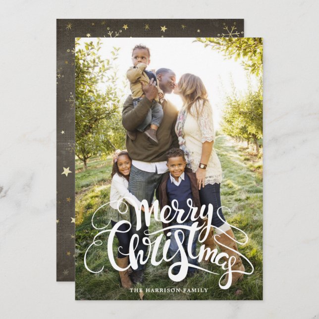 Cartão De Festividades Mensagem de Estrelas de Foto do Cheio Moderno para (Frente/Verso)