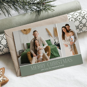 Cartão De Festividades Mensagem de Foto do Elegante 2 de Natal SAGE MERRY