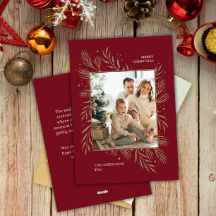 Cartão De Festividades Mensagem de Foto Personalizada de Natal Elegante B