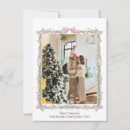 Cartão De Festividades Mensagem de Fundo Verde de Garland, Arco rosa