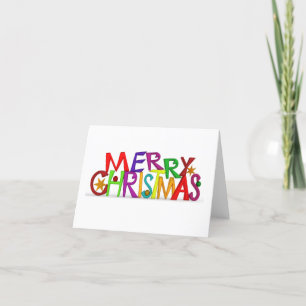Cartão De Festividades Mensagem de Natal alegre multicolorida