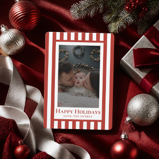 Cartão De Festividades Mensagem de Natal Clássica com Foto Família Listra