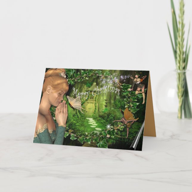 Cartão De Festividades Mensagem de Natal do Conde de Fadas (Frente)