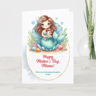 Cartão De Festividades Mensagem Linda do Dia das Mães Sereia