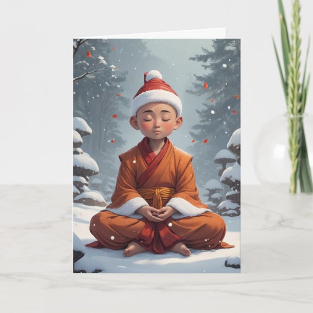 Cartão De Festividades Mensagem Personalizada de Natal Bastante Meditante (Frente)